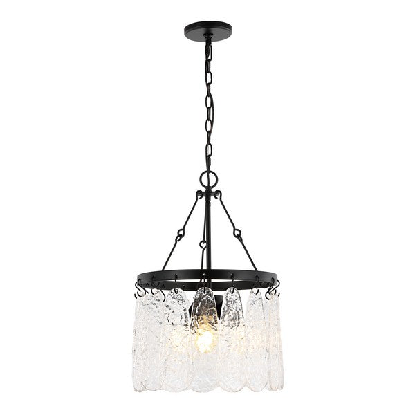 THRYSSA, 3 LIGHT, 15 INCH, BLACK/CLEAR, IRON/GLASS CHANDELIER