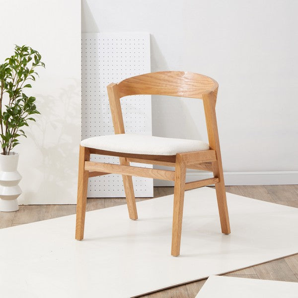 ABIGAYLE WOOD AND BOUCLE DINING CHAIR