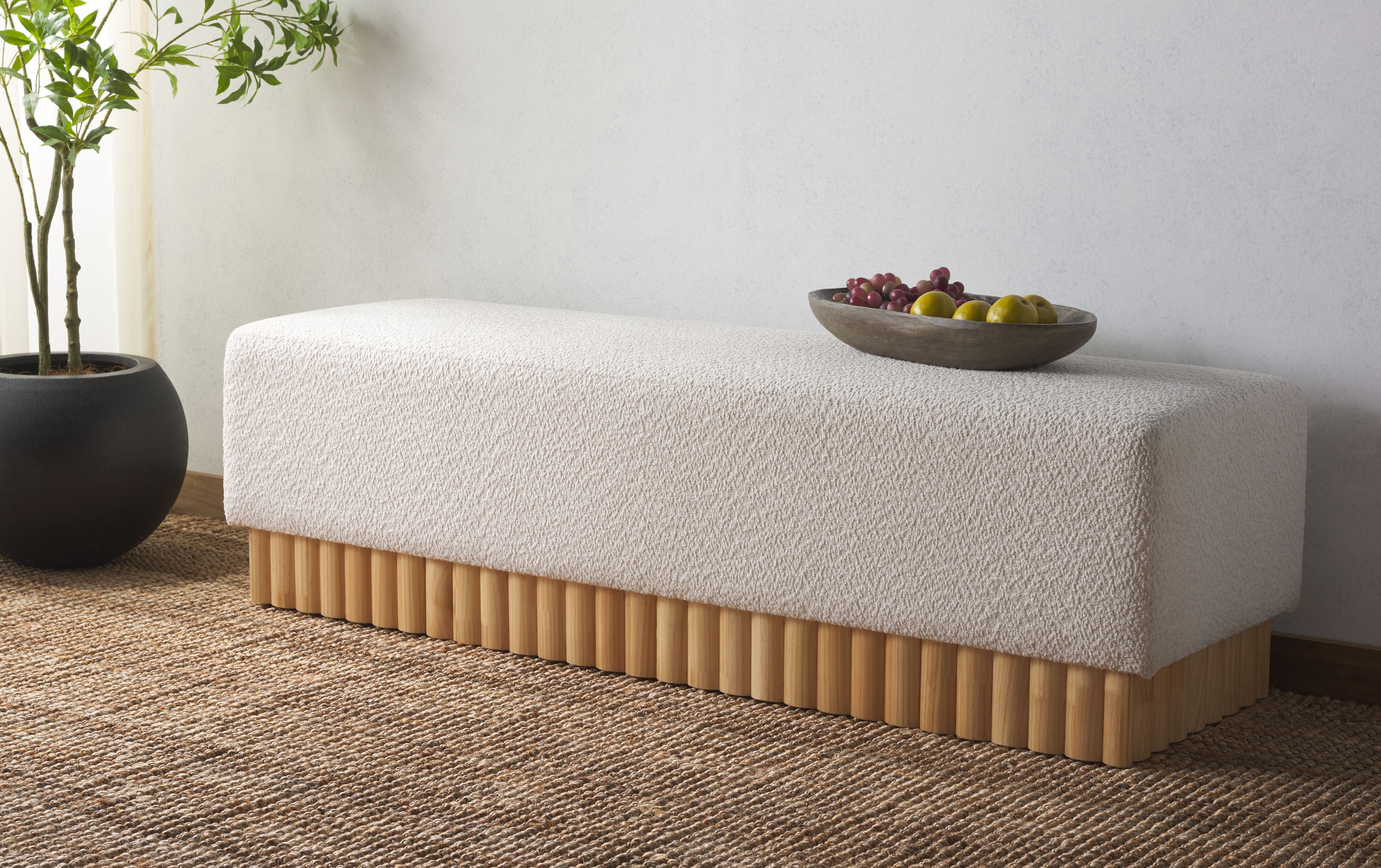 TYLIE BOUCLE & WOOD BENCH