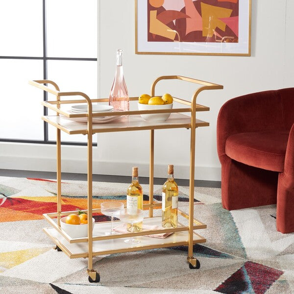 LAMERIS 2 TIER BAR CART WITH HANDLES