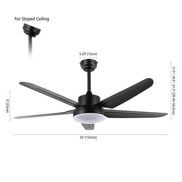 MELESA, LED LIGHT, 52 INCH, BLACK, IRON CEILING FAN