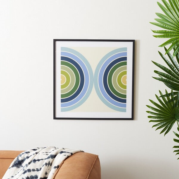 PUT YOUR RECORDS ON, 24 x 24 INCH, BLUE/SPRING GREEN, FRAMED WALL ART